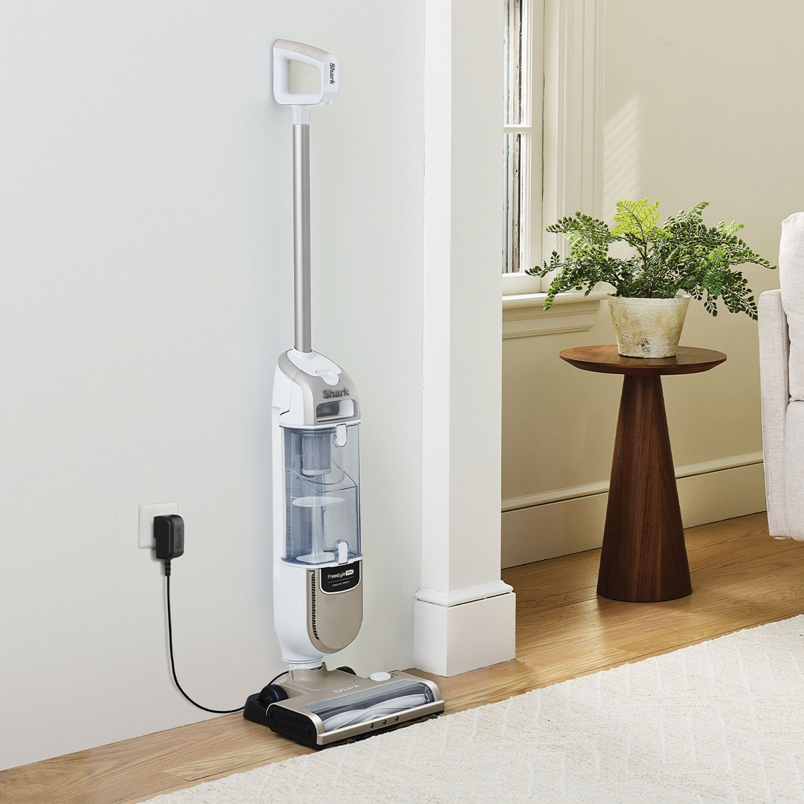 Shark FreeStyle Pro Cordless Upright Vacuum SV2000UK — stored and charging on the dock